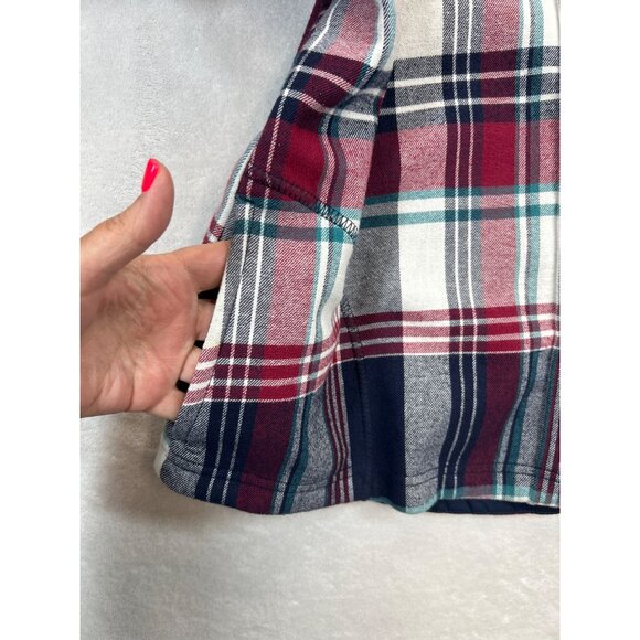 Orvis Flannel Shirt Womens Large Blue Red Plaid Shacket Lined - Picture 5 of 10